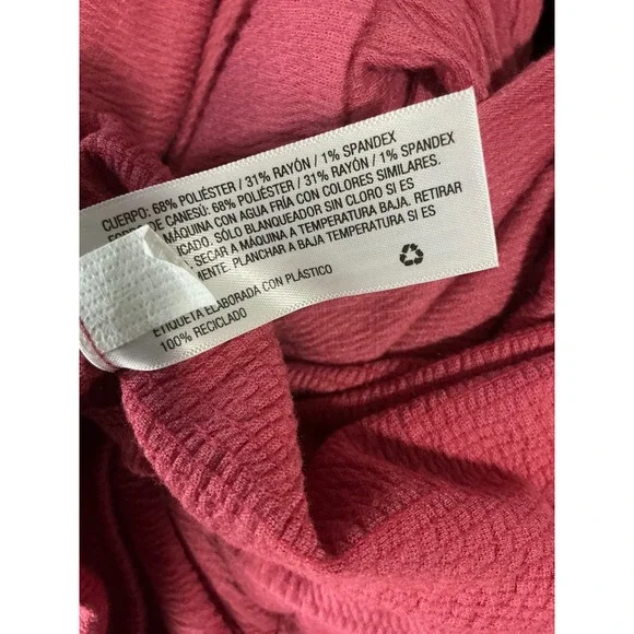 Knox Rose Pink Tiered Babydoll Dress V-Neck Short Sleeve Textured Crepe L - Picture 8 of 9